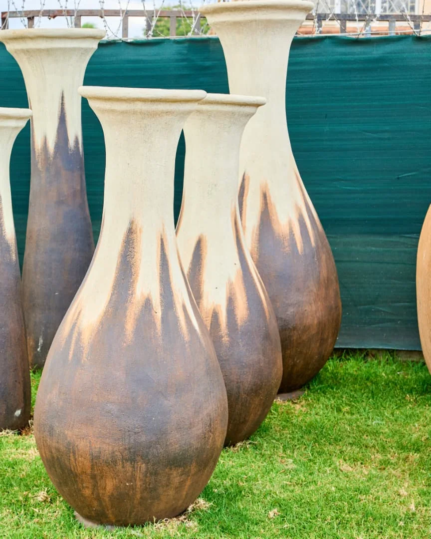 Warm earth-finish garden vessel