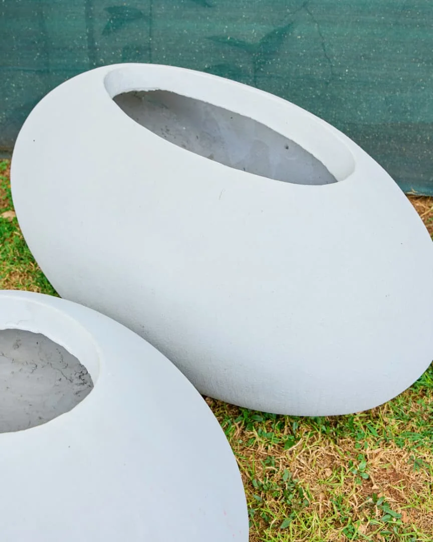 Arizona angled white concrete planter
