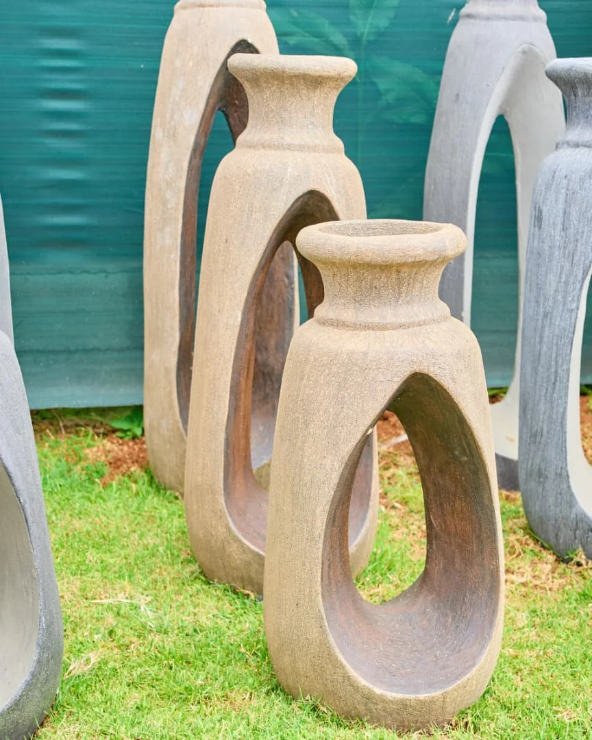Pristina Brown arched sculptural planters