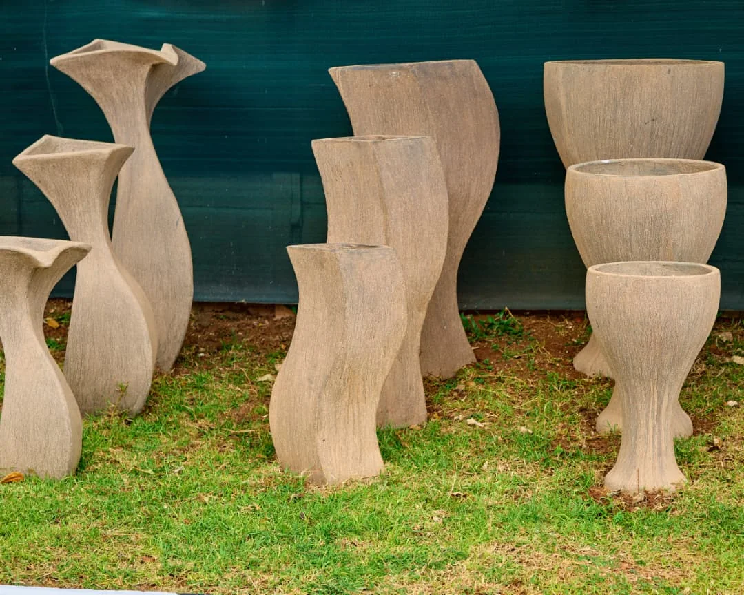 Salvador Brown asymmetric concrete planters