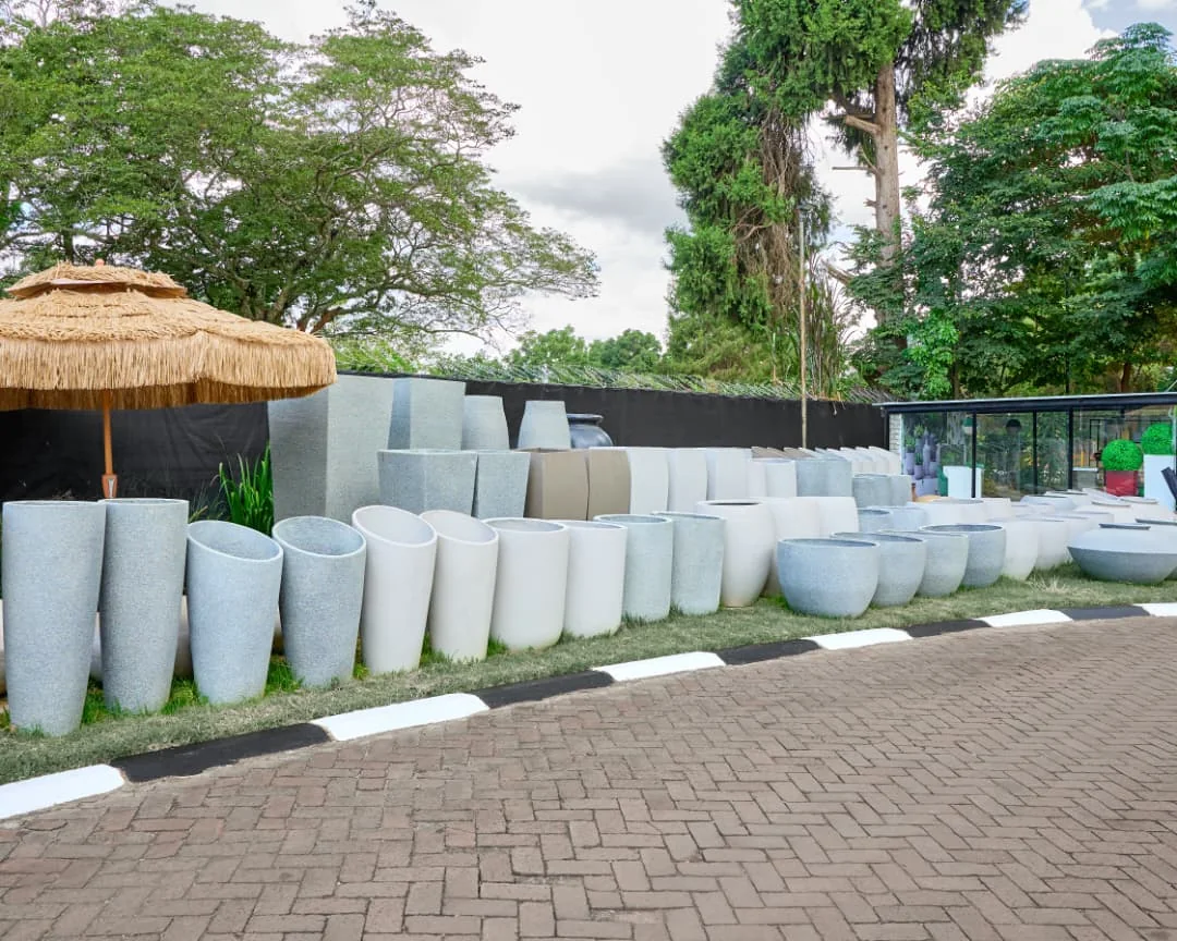 Outdoor display of planters