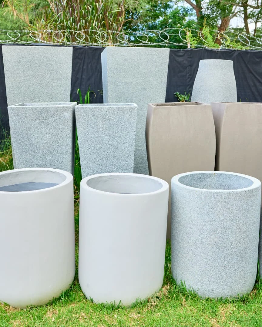 Protea tall white concrete planters